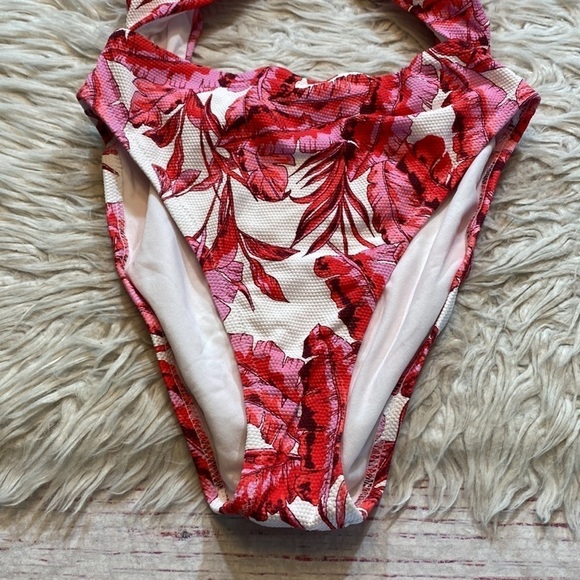 NWT Jessica Simpson Fuchsia Multi Palm O Ring Cut Out One Piece Swimsuit sz S - Picture 8 of 12